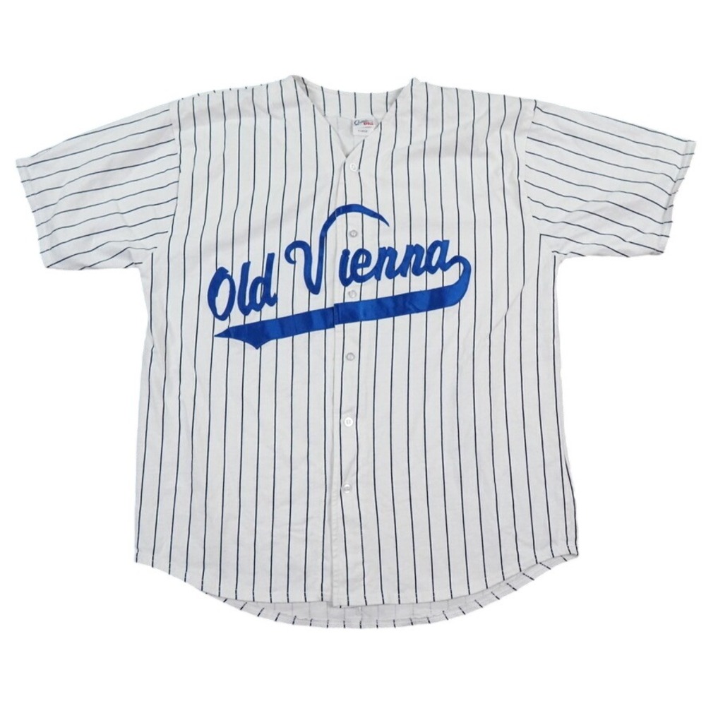 VTG OV Old Vienna Beer Quitman USA Baseball Jersey Men XL White Pinstripe Promo